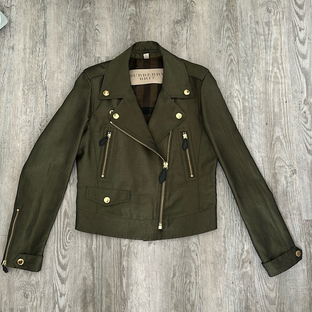 Burberry Green Silk Cotton Jacket